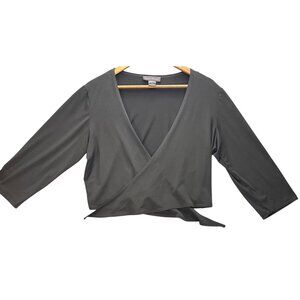 Jessica Howard Black Wrap Jacket 16W Polyester Spandex Blend